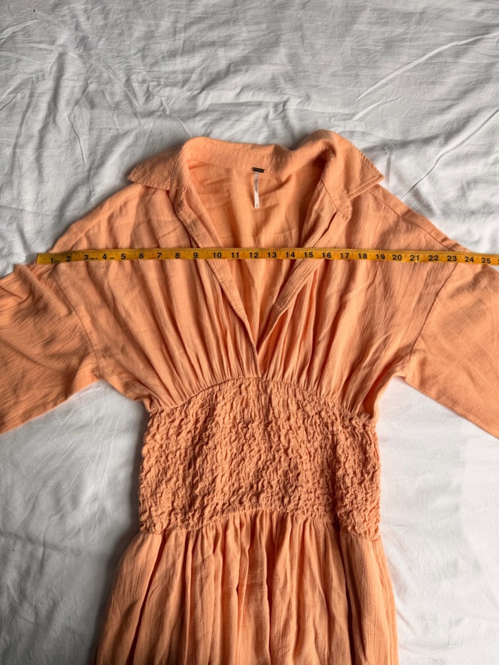 Free People Peach Button-Front Maxi Dress with Shirred Waist - Picture 12 of 14